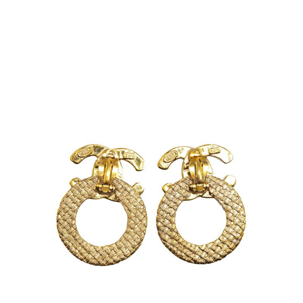 CHANEL Coco Mark Motif Swing Earrings Gold Plated - Picture 2 of 5